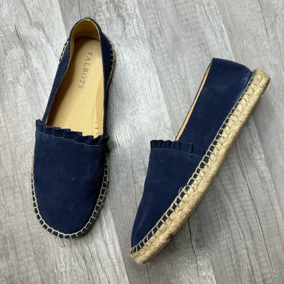 Talbots Izzy Espadrille Flats Suede Navy Size 6 1/2 - Picture 1 of 7